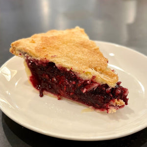 Slice of berry pie on a place
